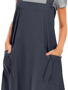 limited time deal 30%off Women's Cotton Cross Back Apron Casual Pinafore Dress