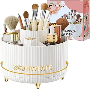 360° Rotate Makeup Brush Holder Organizer, Makeup Organizers Countertop,
