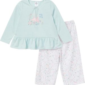 Gerber Baby Girls' 2-Piece Pajama Set Top & Fleece Bottom