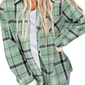 Asiertiy Womens Buffalo Plaid Flannel Shirt Long