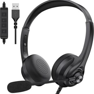 Wired Headphones with Noise Cancelling Microphone for PC Laptop