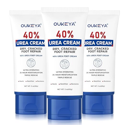 OUKEYA Urea Cream 40 Percent Tube 3 Oz, Urea Foot & Hand Cream for Dry Cracked