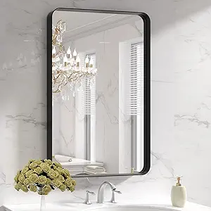 LOAAO Black Metal Framed Bathroom Mirror for Wall,