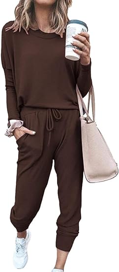 PRETTYGARDEN Women Fall 2 Piece Lounge Outfit Long Sleeve