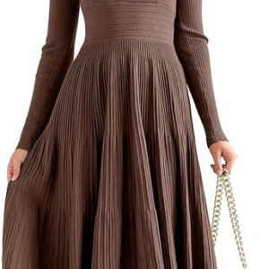 Saodimallsu Womens Long Sleeve Midi Sweater Dress