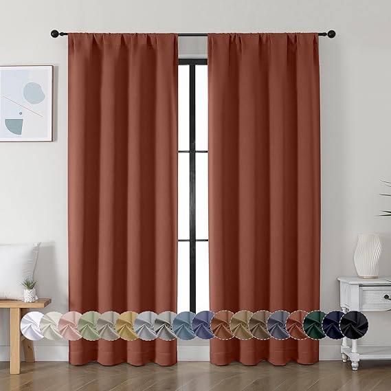 Simplebrand Ava Terracotta Blackout Curtains for Bedroom