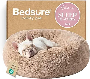 Bedsure Calming Dog Bed Medium Size Dog - Donut Washable