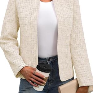 Womens' Tweed Blazer Long Sleeve Jacket