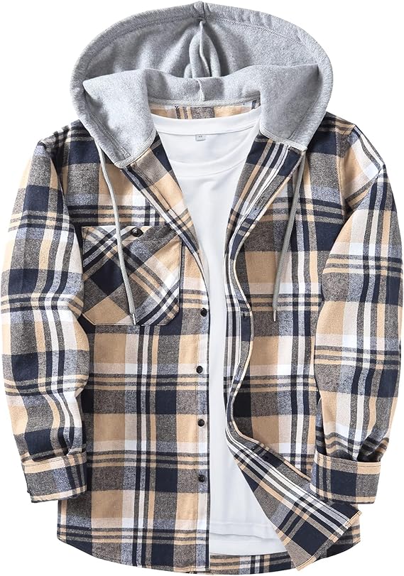 ZITY Men's Flannel Hoodie Shirts