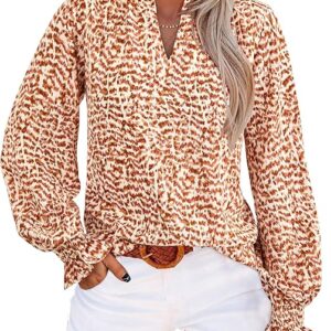 MASCOMODA Womens V Neck Floral Long Sleeve