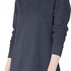 Women's Open-Neck Loose-Fit Fleece Tunic Sweatshirt