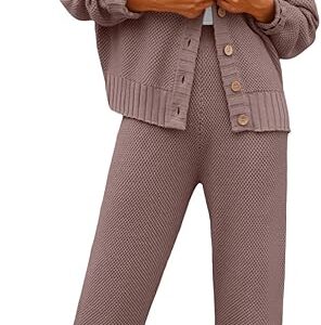 LILLUSORY Womens Cardigan Pants Sets 2 Piece Slouchy Sweater Loungewear