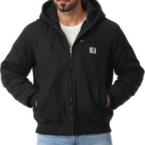 Men's Work Coat Washed Duck Fleece Lined Waterproof