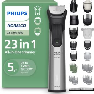 Norelco Philips All-in-One 7000 Series 23-Piece Trimmer - Electric Shaver and Clipper for Face, Beard,
