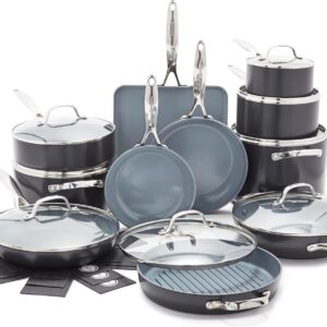 GreenPan 22 Piece Valencia Pro Ceramic Nonstick Cookware Set, PFAS-Free