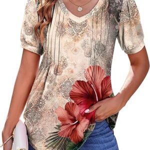 Zeagoo Women's Puff Short Sleeve Boho Shirts