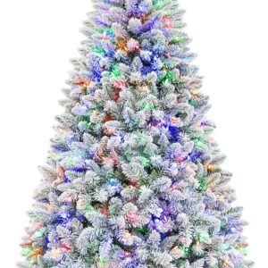 7.5ft Lighted Snow Flocked Christmas Tree,