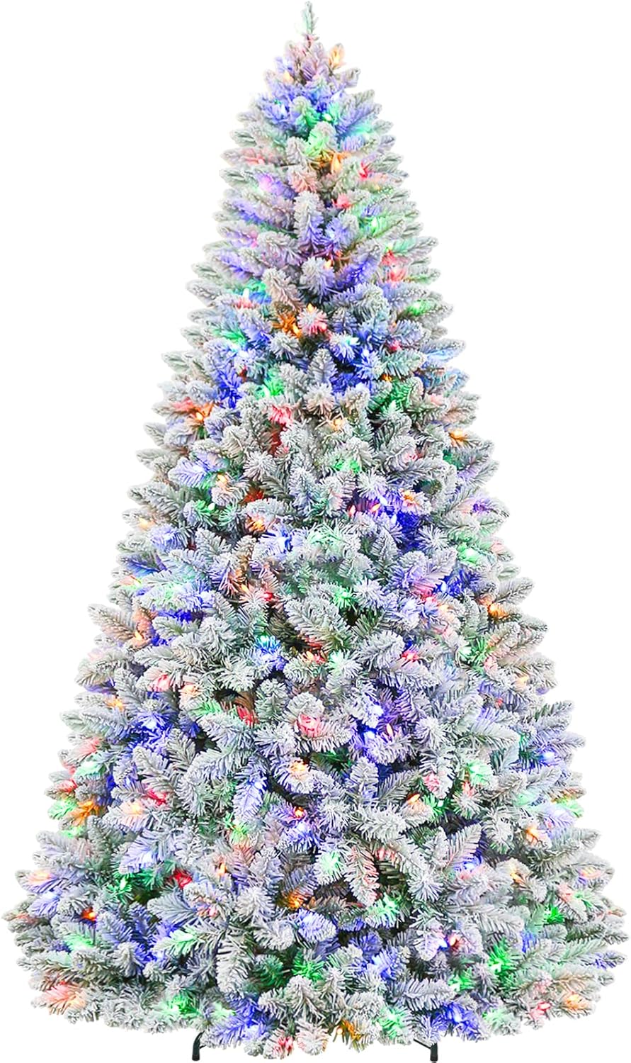 7.5ft Lighted Snow Flocked Christmas Tree,