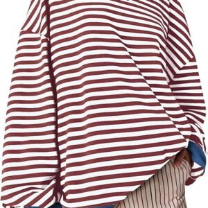 UEU Women Oversized Striped Crewneck Sweatshirt Long Sleeve