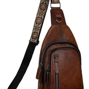 HESHE Leather Sling Bag for Women Crossbody Bags