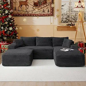 Modular Sectional Couch with U Shaped, 105” Cloud Boneless Sofa with Deep Seat Comfy Fluffy