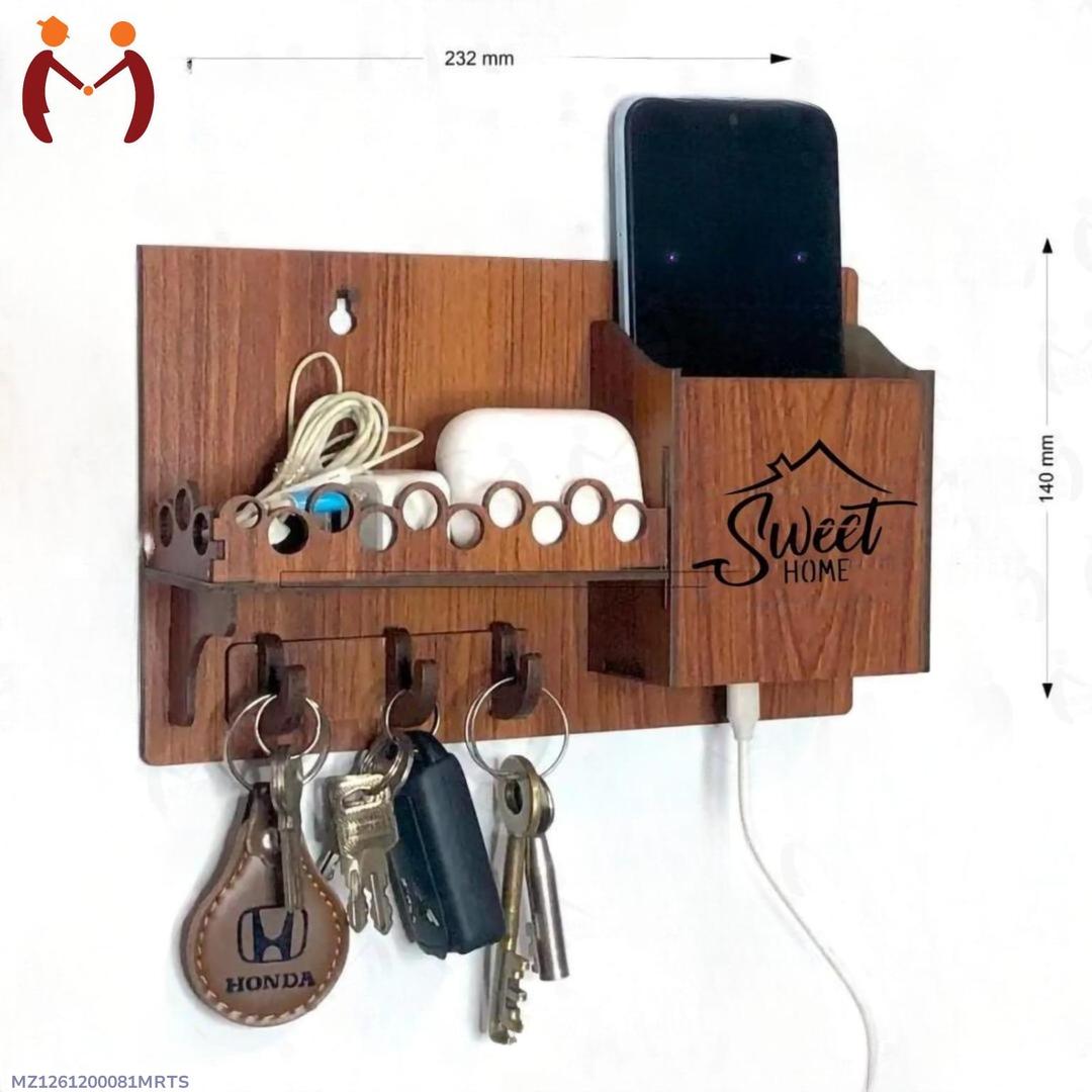 Sweet Home Wall Phone & Key Holder Brown MDF - Image 4