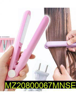 Mini Portable Hair Straightener – Pink Tourmaline Ceramic Flat Iron (292g)